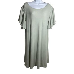 EcoThreads Sage Green Recycled Plastics Women's Dress Size XL Flutter Sleeve